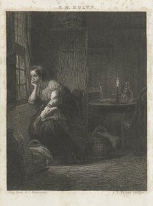 Frau mit Kind am Fenster von Johann Wilhelm Kaiser (I)