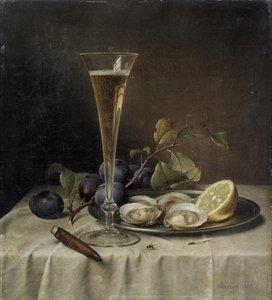 Stillleben mit Champagner und Austern, 1857
