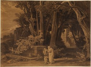 Die Vertreibung der Hagar mit Ismael (1. Mose 21, 14) von Johann Wilhelm Schirmer