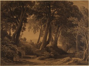 Die Begegnung von Isaak und Rebekka (1. Mose 24, 62-63) von Johann Wilhelm Schirmer