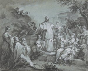 Der heilige Ignatius von Loyola predigt, vor 1761