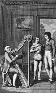 Harfenist, Mignon und Wilhelm, illustrierte Frontispiz für Wilhelm Meisters Lehrjahre von Johann Wolfgang von Goethe