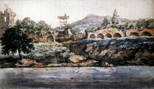Rom - Blick auf den Tiber, Aquarell von Goethe. 19. Jahrhundert
