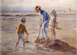 Spielen am Strand von Katwijk von Johann Zoetelief Tromp
