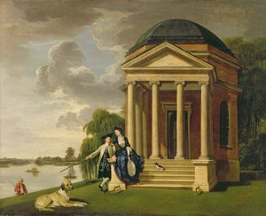 David Garrick (1717-79) und seine Frau bei seinem Tempel zu Shakespeare in Hampton, ca. 1762