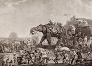 Botschaft von Hyderbeck nach Kalkutta, vom Vizier von Oude, über Patna, im Jahr 1788, um Lord Cornwallis zu treffen, veröffentlicht um 1800 von Johan Joseph Zoffany