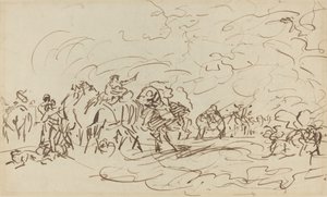 Sandsturm in der Wüste überholt eine Karawane von Johann Zoffany