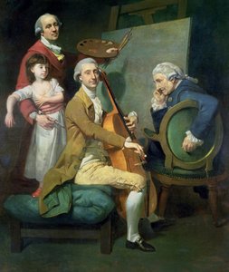 Selbstporträt mit seiner Tochter Maria Theresa (?) und möglicherweise Giacobbe und James Cervetto (?)