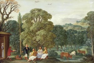 Abraham bewirtet die drei Engel von Johann or Hans Konig