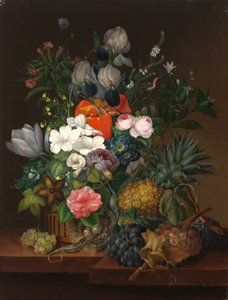 Stillleben mit einer Eidechse und Blumen von Johanna Salm Reifferscheidt