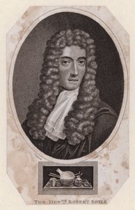 Robert Boyle, anglo-irischer Naturphilosoph und Chemiker (Stich) von Johannes (after) Kerseboom