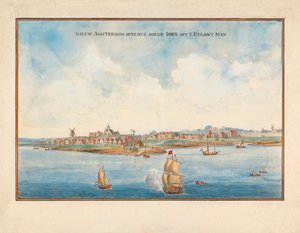 New York vom Meer aus im 17. Jahrhundert von Johannes (after) Vingboons