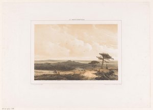 Heidelandschaft mit ruhendem Wanderer und Hirte mit Herde von Johannes Franciscus Hoppenbrouwers