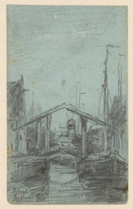 Ansicht von Dordrecht mit Zugbrücke von Johannes Gijsbert Vogel