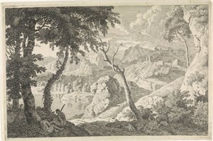 Arkadische Landschaft mit zwei Hirten von Johannes Glauber