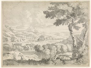 Hügelige Landschaft mit Hirten von Johannes Glauber