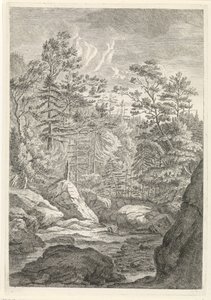 Schlucht mit Bäumen und einem Bach Landschaften im Chartreuzer-Gebirge (Serientitel) von Johannes Glauber