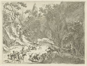 Berglandschaft mit Hirten und Vieh