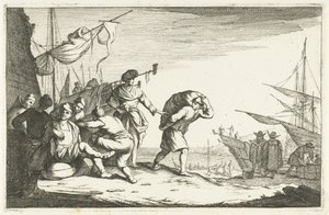 Hafen mit konversierenden Kaufleuten