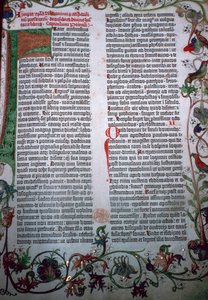 Eine Seite aus der Gutenberg-Bibel, 15. Jahrhundert von Johannes Gutenberg