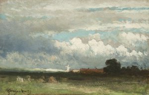 Eine sonnenbeschienene Windmühle in den Dünen bei Den Haag von Johannes Hendrik Weissenbruch