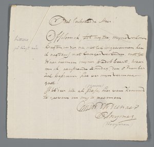 Brief von Pfarrer Hooyman an Jan Brandes