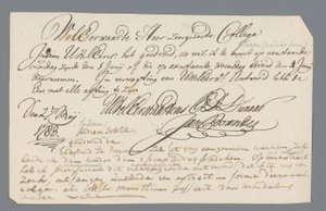 Brief von Pfarrer Hooyman an Jan Brandes von Johannes Hooyman