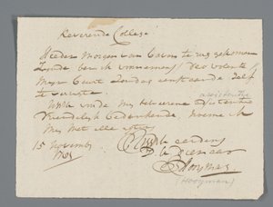 Brief von Pfarrer Hooyman an Jan Brandes von Johannes Hooyman