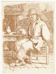 Lachender Mann mit Glas in der Hand