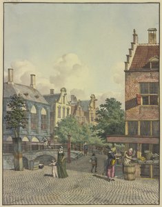 Steinerne Brücke, rechts ein Kaufladen von Johannes Huibert Prins