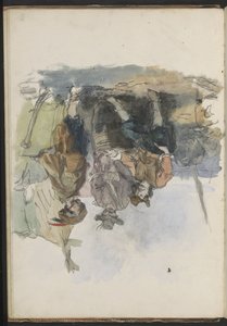 Drei Männer auf einem Kai von Johannes Huybertus van Hove Bzn