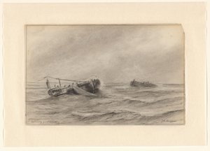 Fischereischiffe auf See von Johannes Huygens (signed by artist)