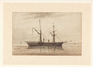 Segelschiff vor Anker in ruhigem Wasser