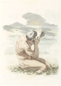 Triton bläst auf seiner Muschel von Johannes Jacobsz van den Aveele (attributed to)