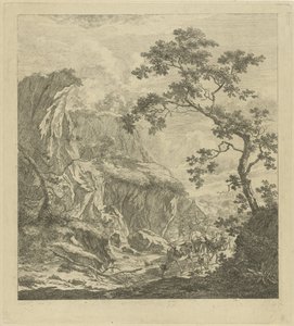 Bergige Landschaft mit Vieh
