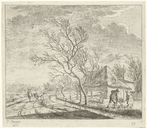 Landschaft mit Bauernhof und Acker
