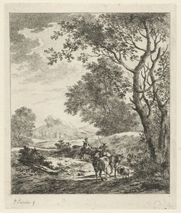Landschaft mit Hirte und Vieh