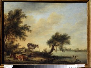 Landschaft mit Vieh von Johannes Janson