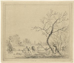 Winterlandschaft mit Schlittschuhläufern (Januar) von Johannes Janson