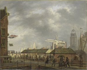 Der kleine Fischmarkt an der Ecke der Brouwersgracht und Singel, Amsterdam