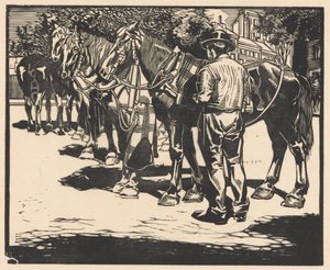 Reitpferde auf einem Platz von Johannes Josephus Aarts (signed by artist)