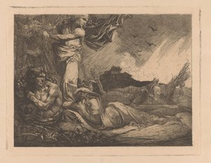 Landschaft mit Kornfeld, Mäher, Satyr und Frauenfiguren von Johannes Josephus Aarts