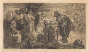 Männer, Frauen und Kinder bei einem Baum von Johannes Josephus Aarts