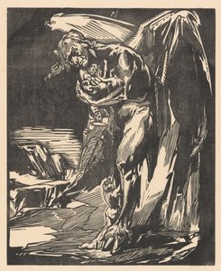 Satan mit Figuren in seinen Armen von Johannes Josephus Aarts