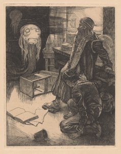 Zwei Männer und ein Monster in einem Arbeitszimmer von Johannes Josephus Aarts