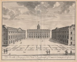 Die Südansicht des neuen Quadrangles der Christ Church in Oxford von Johannes Kip after Leendert Knijff
