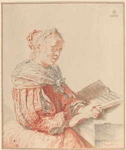 Junges Mädchen am Keyboard, 1767 von Johannes Kornlein