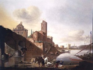 Ansicht der Ponte Molle in Rom von Johannes Lingelbach
