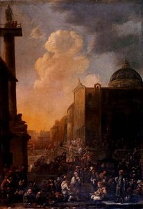 Capriccio-Ansicht eines römischen Platzes von Johannes Lingelbach