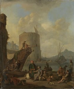 Italienischer Hafen mit einem befestigten Turm